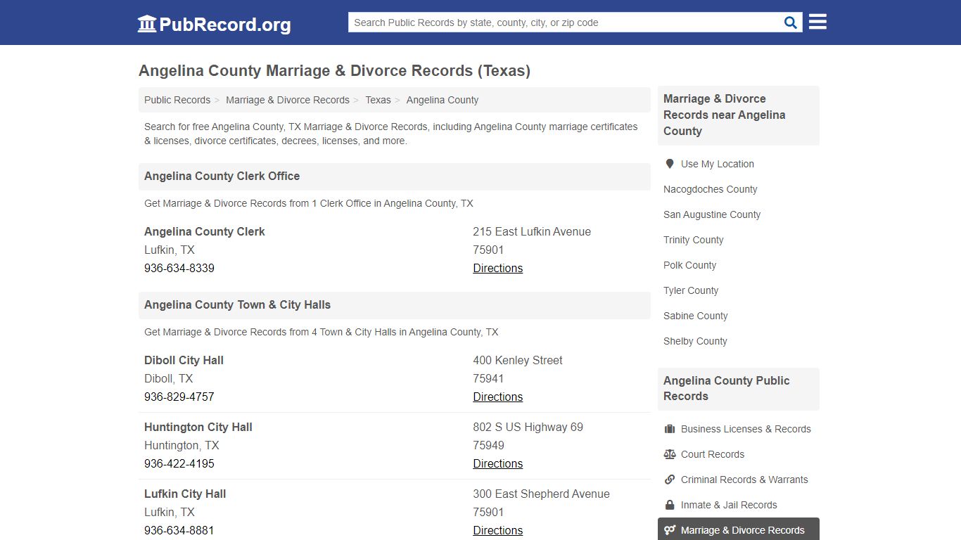 Free Angelina County Marriage & Divorce Records (Texas ...
